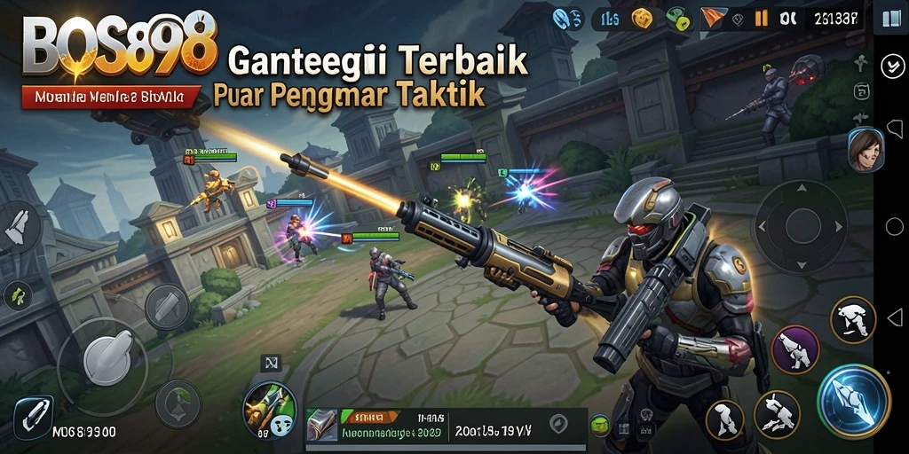 Screenshot utama menunjukkan pertarungan strategis yang mendebarkan.