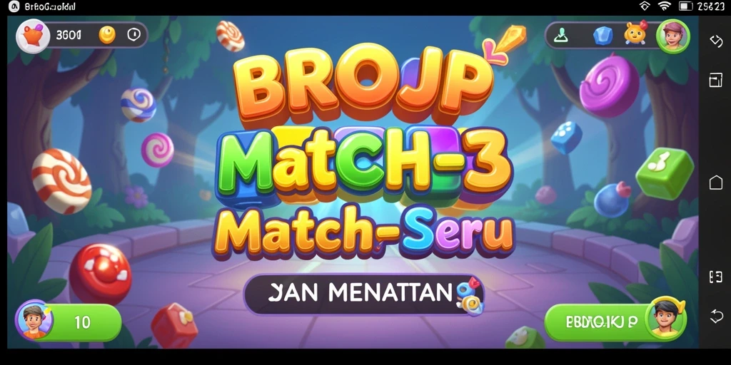 Tampilkan gameplay seru BROJP dengan tantangan Match-3.