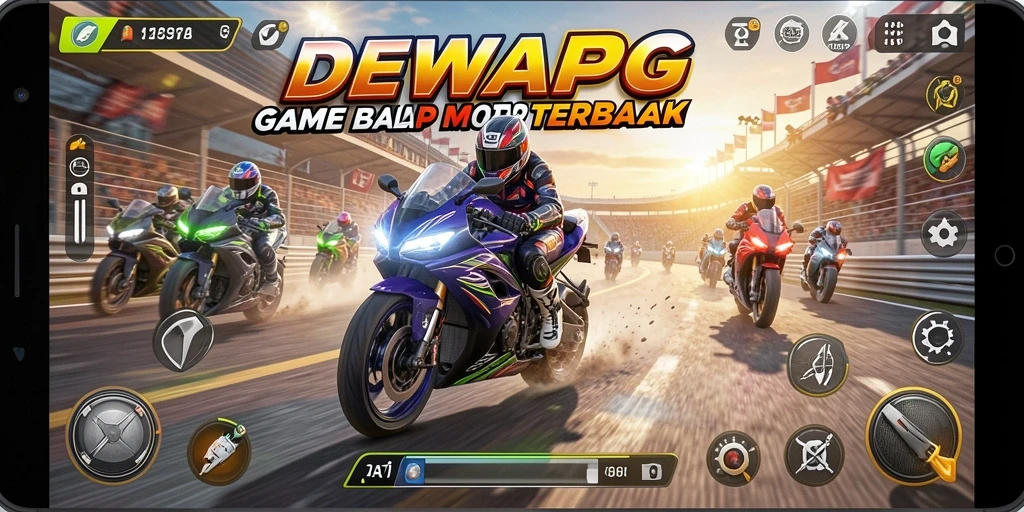 Tampilan gameplay balap motor yang menegangkan di DEWAPG.