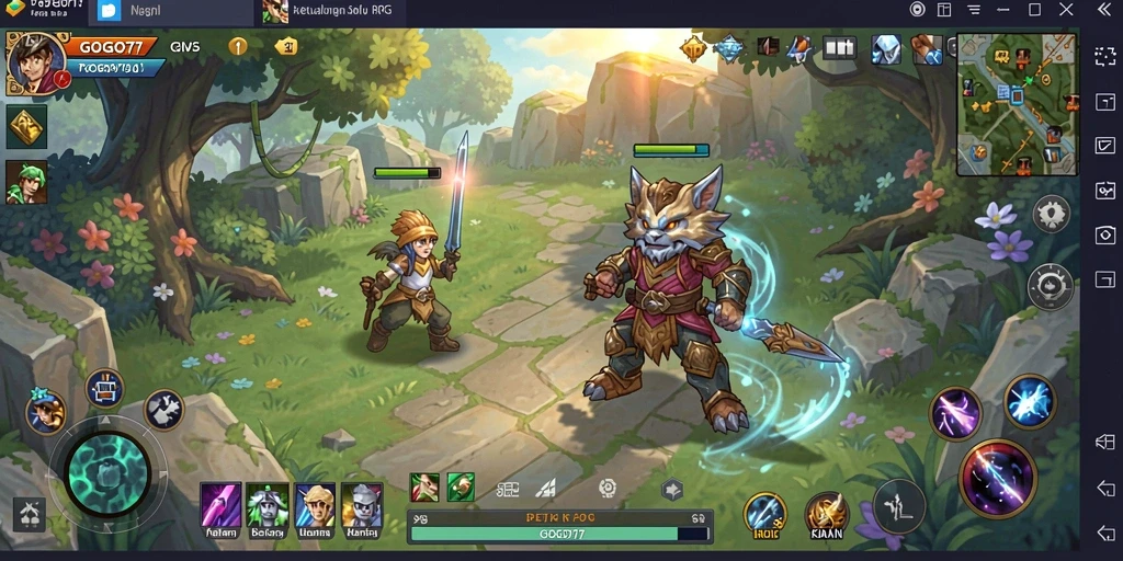 Screen dari gameplay RPG GOGO77 yang penuh aksi.