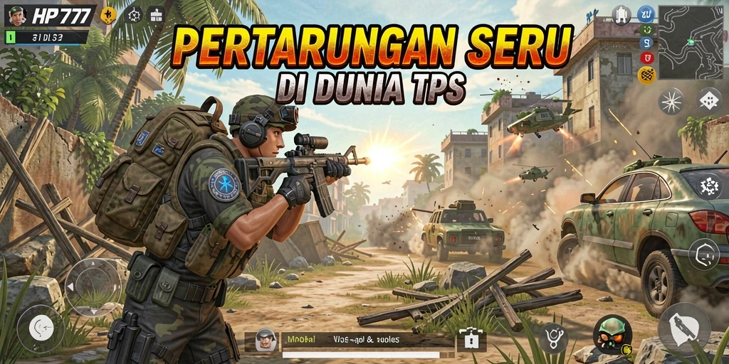 Tampilan gameplay seru dalam pertarungan TPS yang mendebarkan.