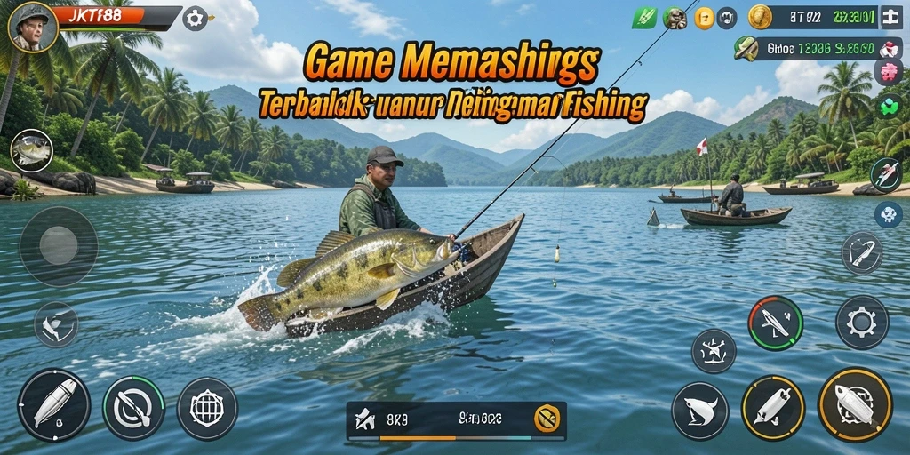 Tampilan gameplay JKT88 dengan pemandangan memancing yang menawan.