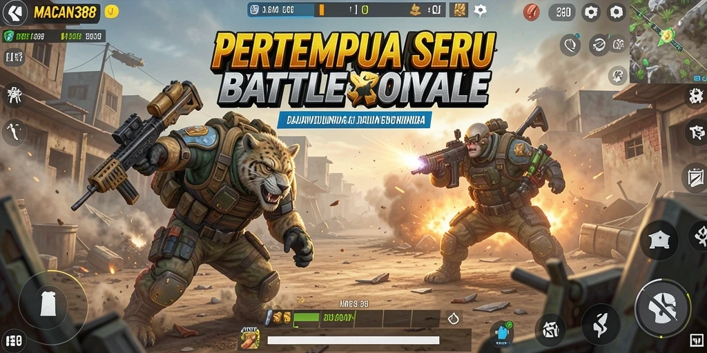 Tampilan aksi seru dalam gameplay Battle Royale MACAN388.