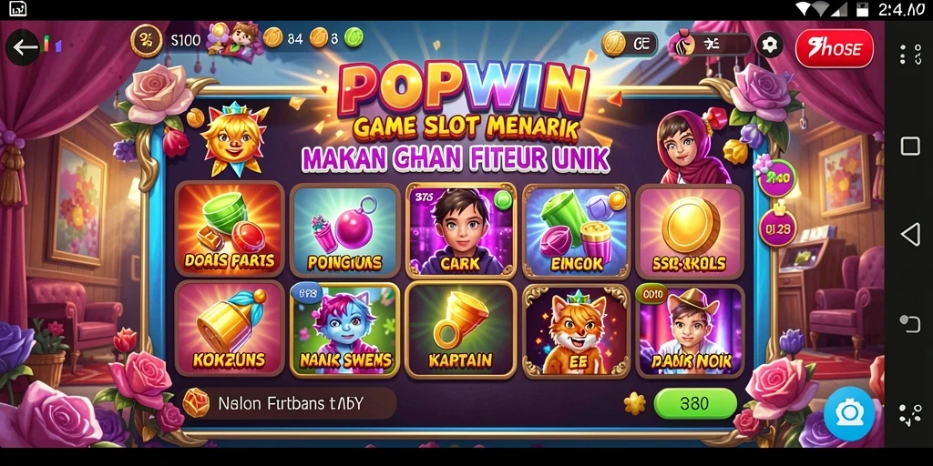 Screenshot utama menunjukkan gameplay POPWIN yang seru dan menghibur.