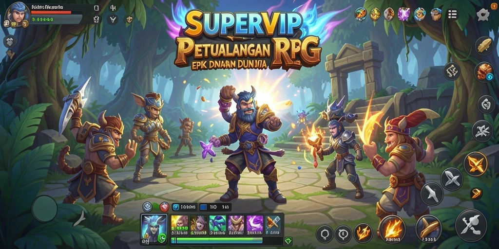 Screenshot gameplay SUPERVIP menampilkan aksi mendebarkan dalam petualangan RPG.