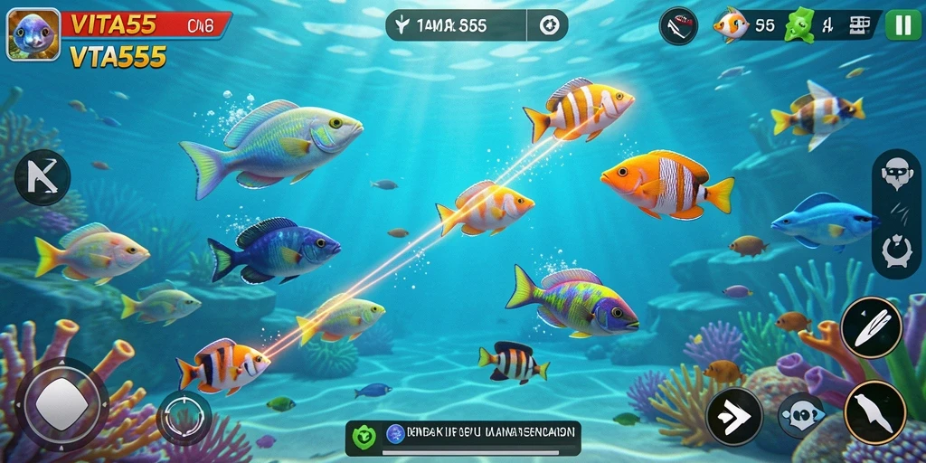 Tampilan gameplay VITA555 dengan aksi Tembak Ikan yang seru.