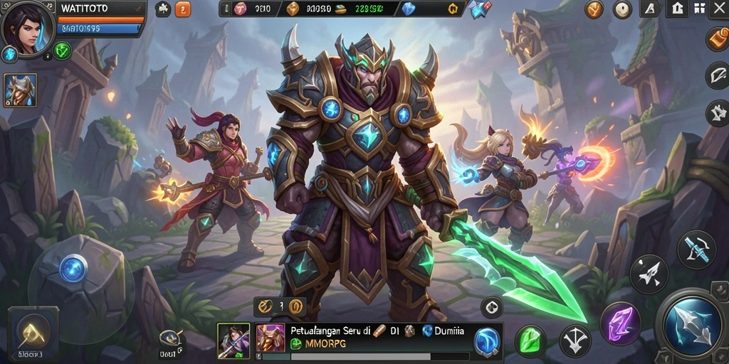Screenshot gameplay WATITOTO menampilkan aksi seru dalam pertempuran MMORPG.