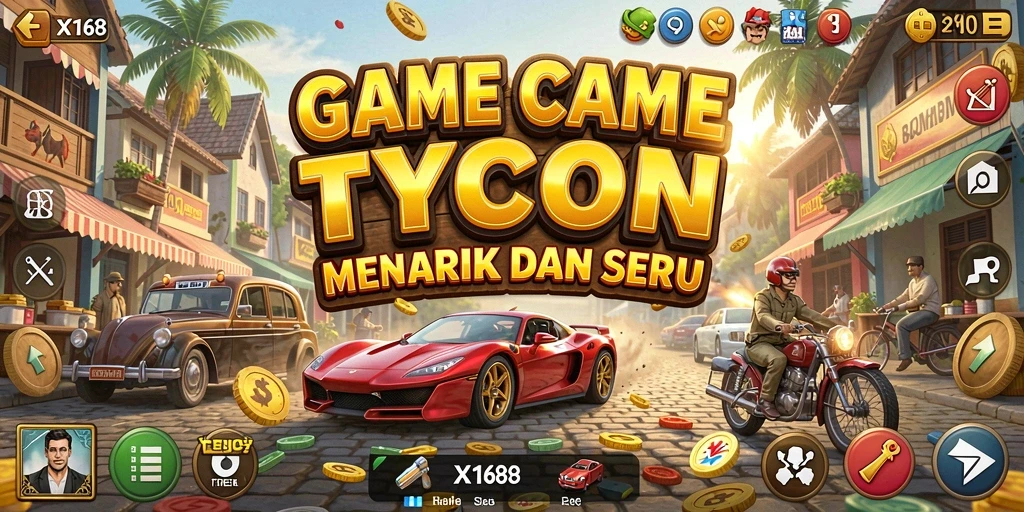 Screenshot utama X168 menampilkan gameplay bisnis yang menarik dan seru.